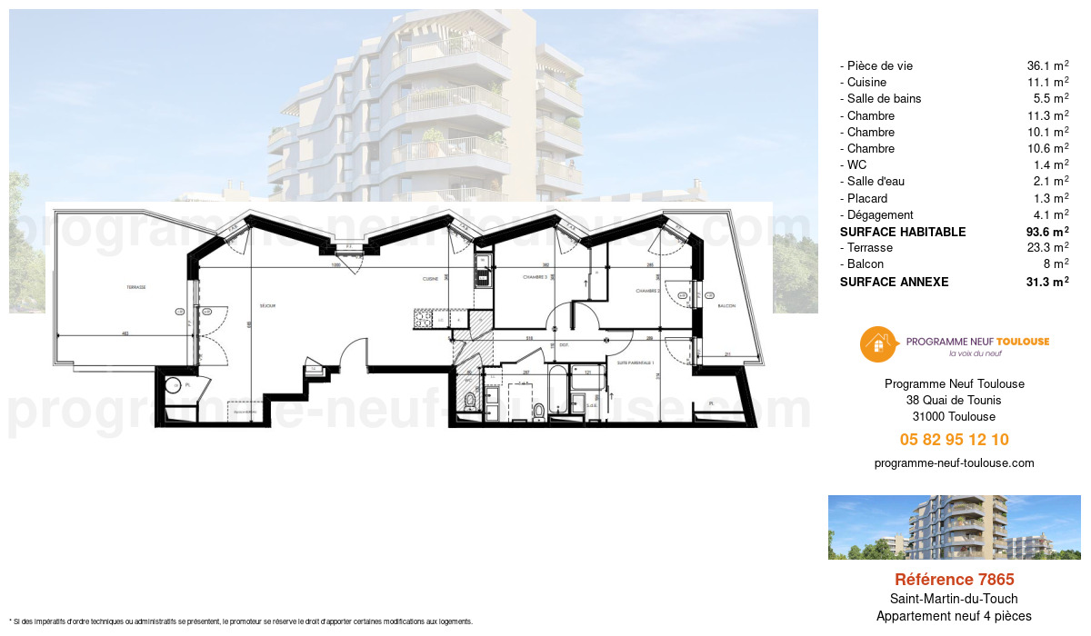 Plan pour un Appartement neuf de  93.6m² à
					Saint-Martin-du-Touch