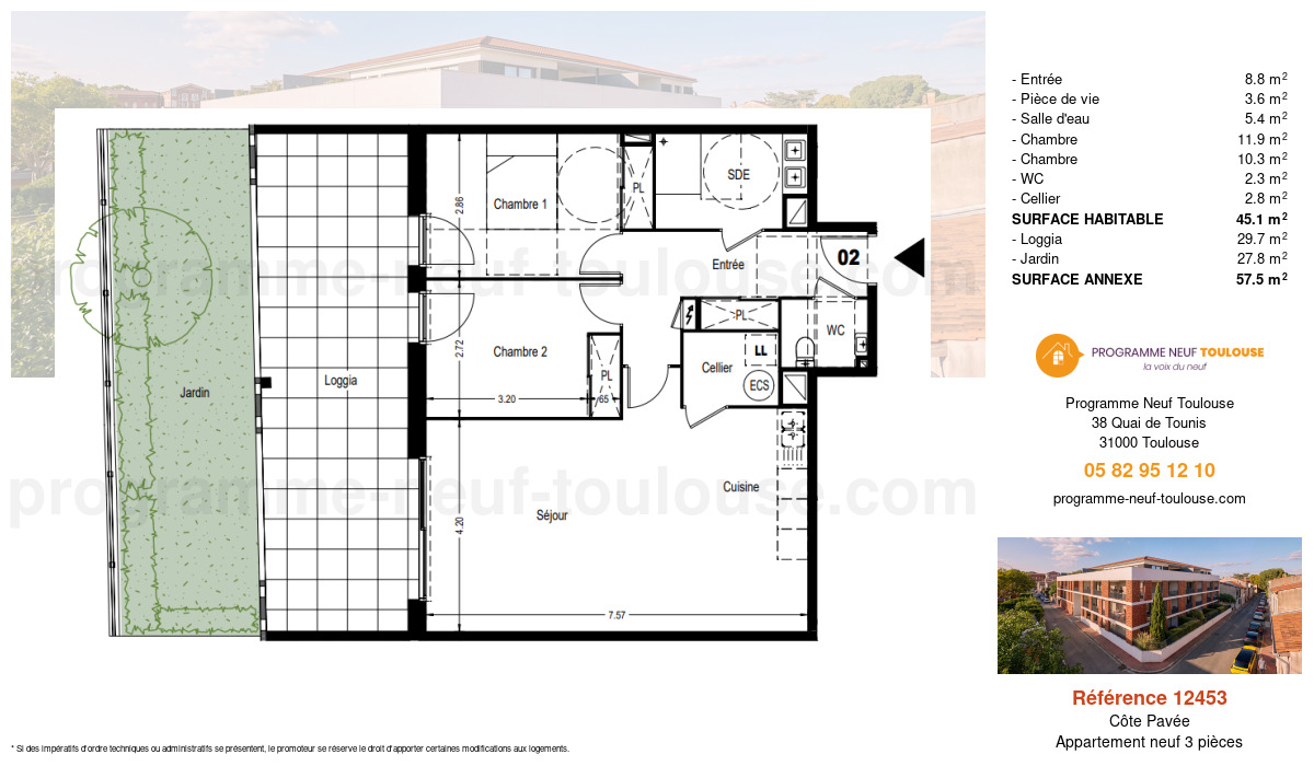 Plan pour un Appartement neuf de  75.1m² à
					Côte Pavée