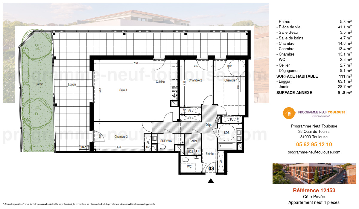 Plan pour un Appartement neuf de  111m² à
					Côte Pavée