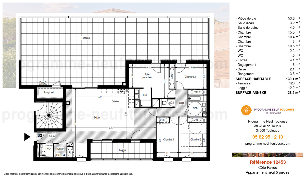 Plan pour un Appartement neuf de  126.6m² à
					Côte Pavée
