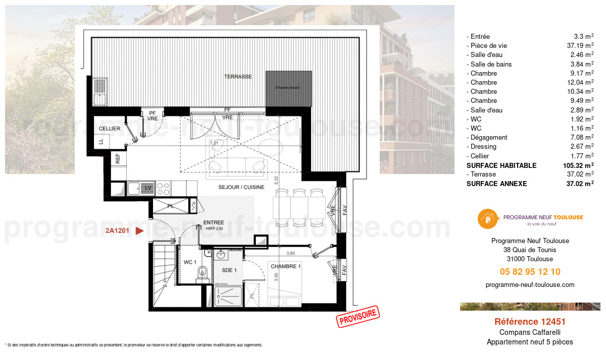 Plan pour un Appartement neuf de  105.32m² à
					Compans Caffarelli