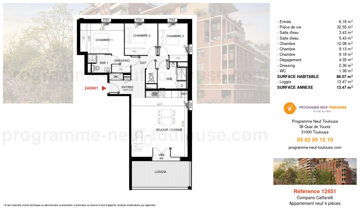 Plan pour un Appartement neuf de  86.07m² à
					Compans Caffarelli