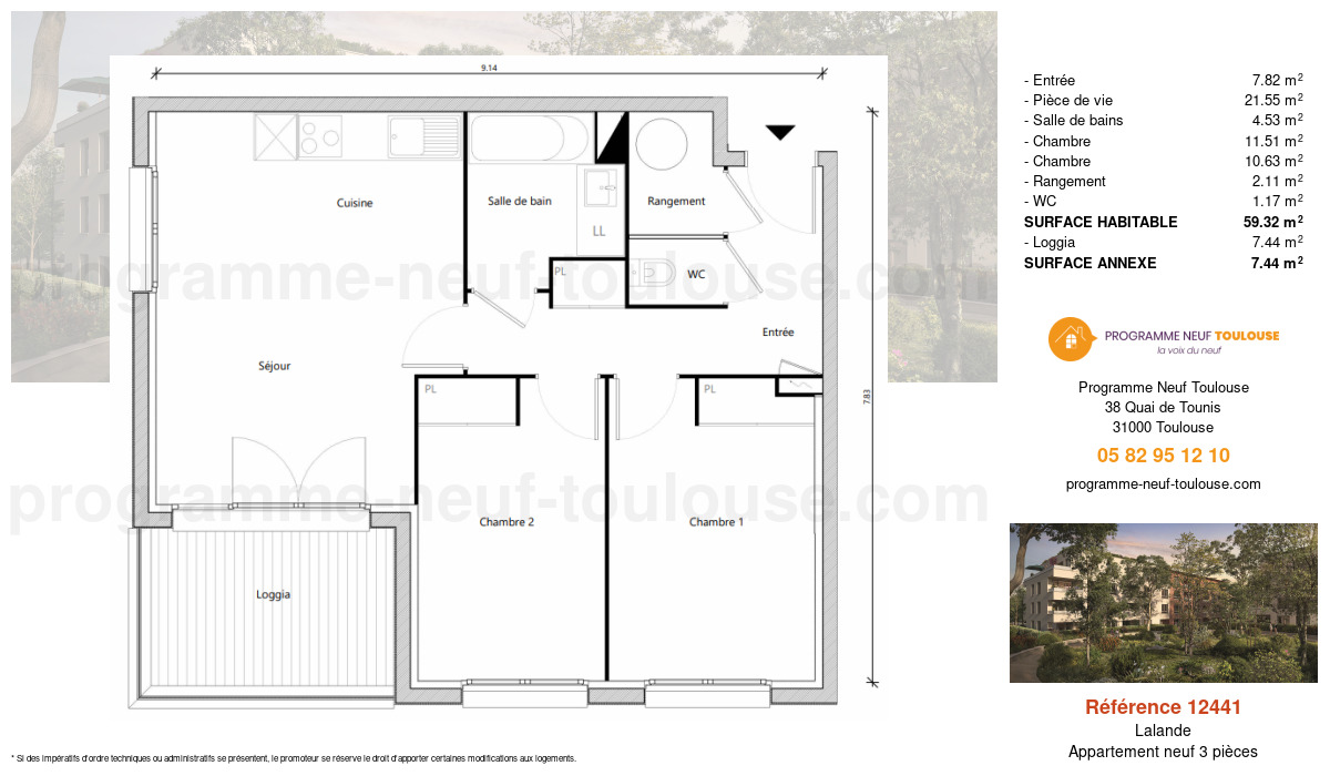 Plan pour un Appartement neuf de  59.32m² à
					Lalande