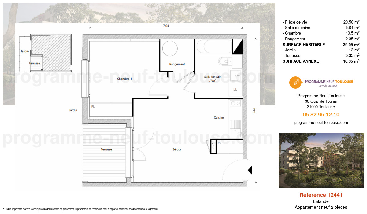 Plan pour un Appartement neuf de  39.05m² à
					Lalande