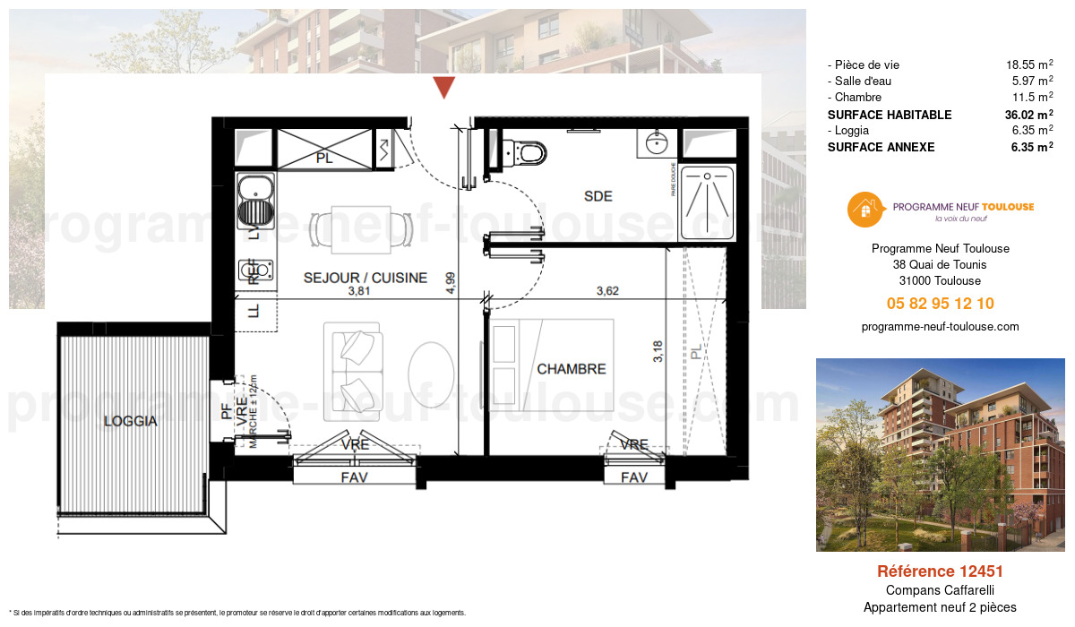 Plan pour un Appartement neuf de  36.02m² à
					Compans Caffarelli