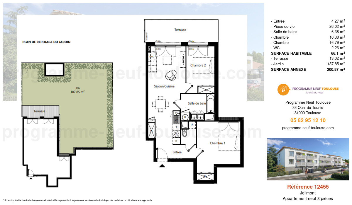 Plan pour un Appartement neuf de  66.1m² à
					Jolimont