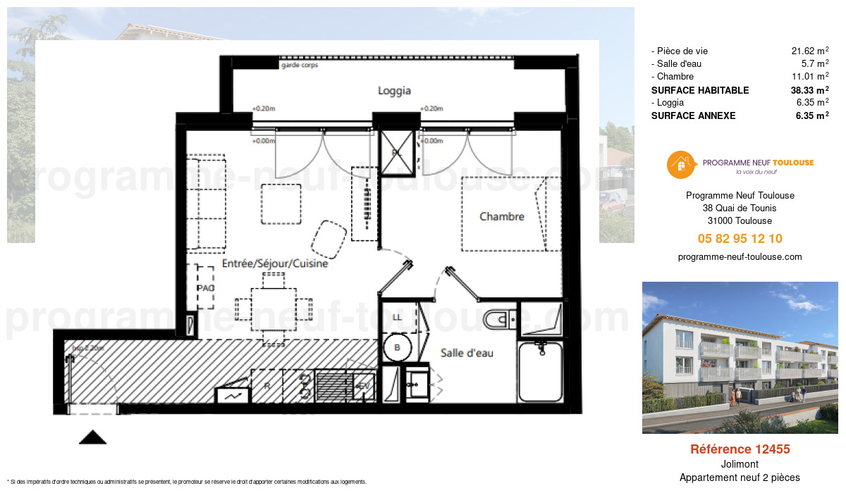 Plan pour un Appartement neuf de  38.33m² à
					Jolimont