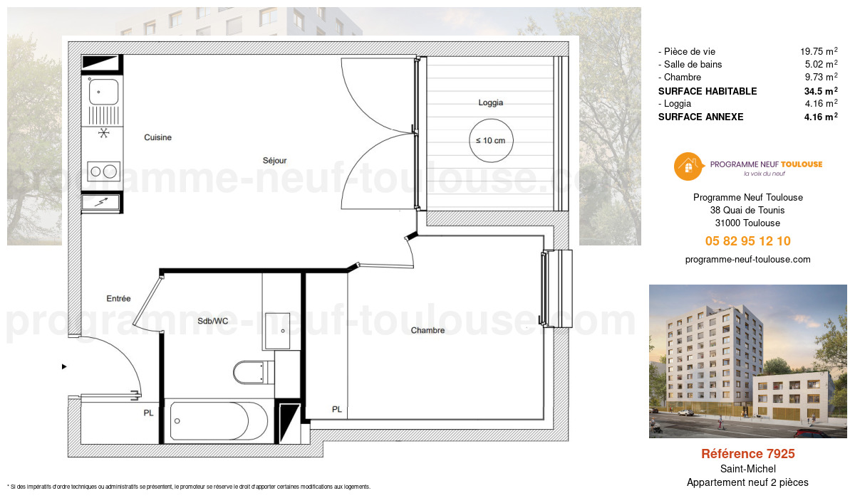 Plan pour un Appartement neuf de  34.5m² à
					Saint-Michel