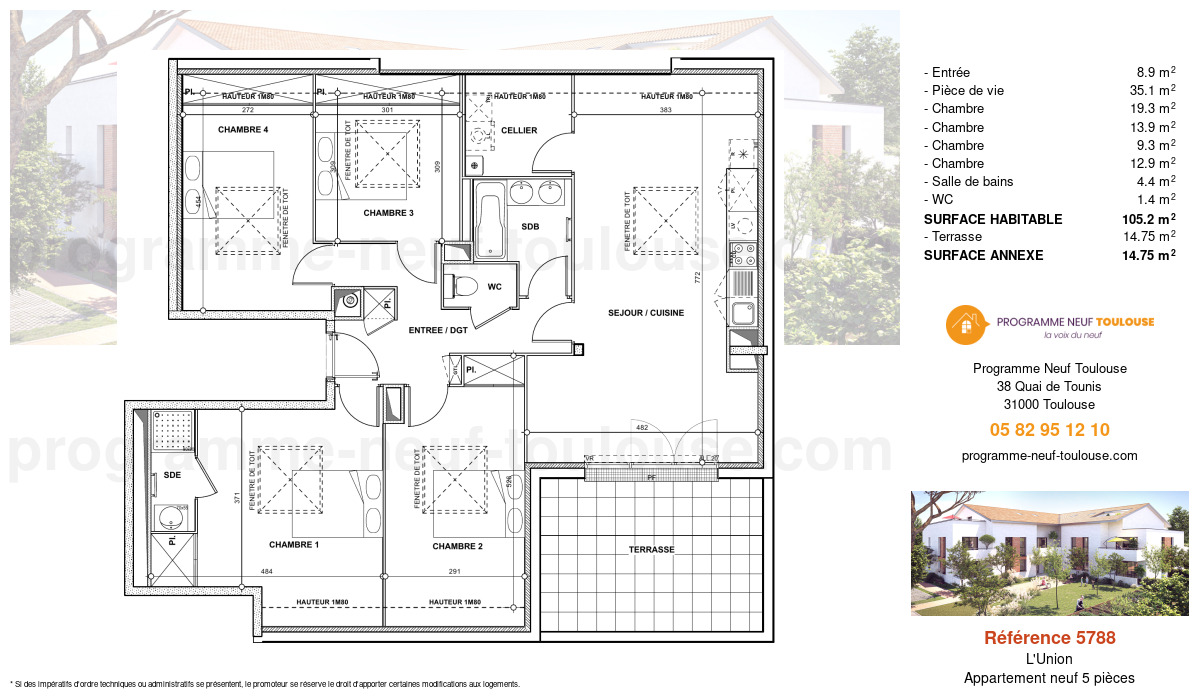 Plan pour un Appartement neuf de  105.7m² à
					L'Union