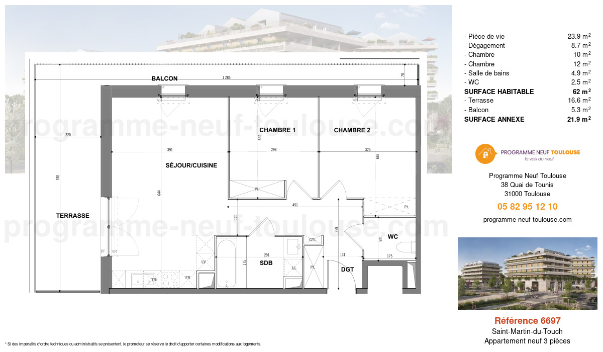Plan pour un Appartement neuf de  62m² à
					Saint-Martin-du-Touch